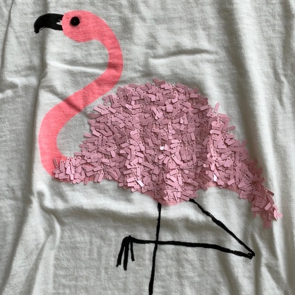 J. Crew collector Tee size XS. Flamingo with sequins. EUC - Picture 3 of 6